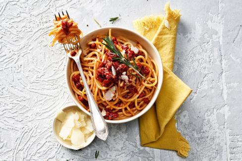schnelle kueche spaghetti mit chorizo bolognese 010720